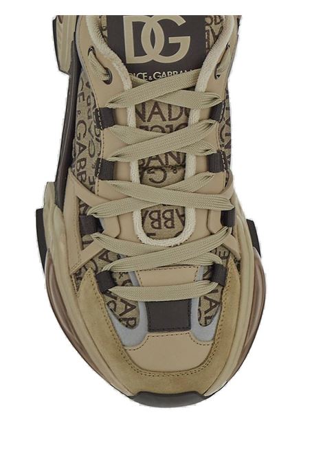 Sneakers basse Airmaster in pelle di vitello beige e nera DOLCE & GABBANA | CS1984-AO057HKXCM